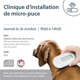 Clinique de micro-puce le samedi 26 octobre